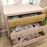 1960s chest of drawers, compass feet, rose liberté