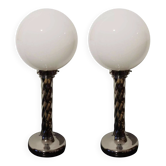 Twisted vintage lamp pair 1980