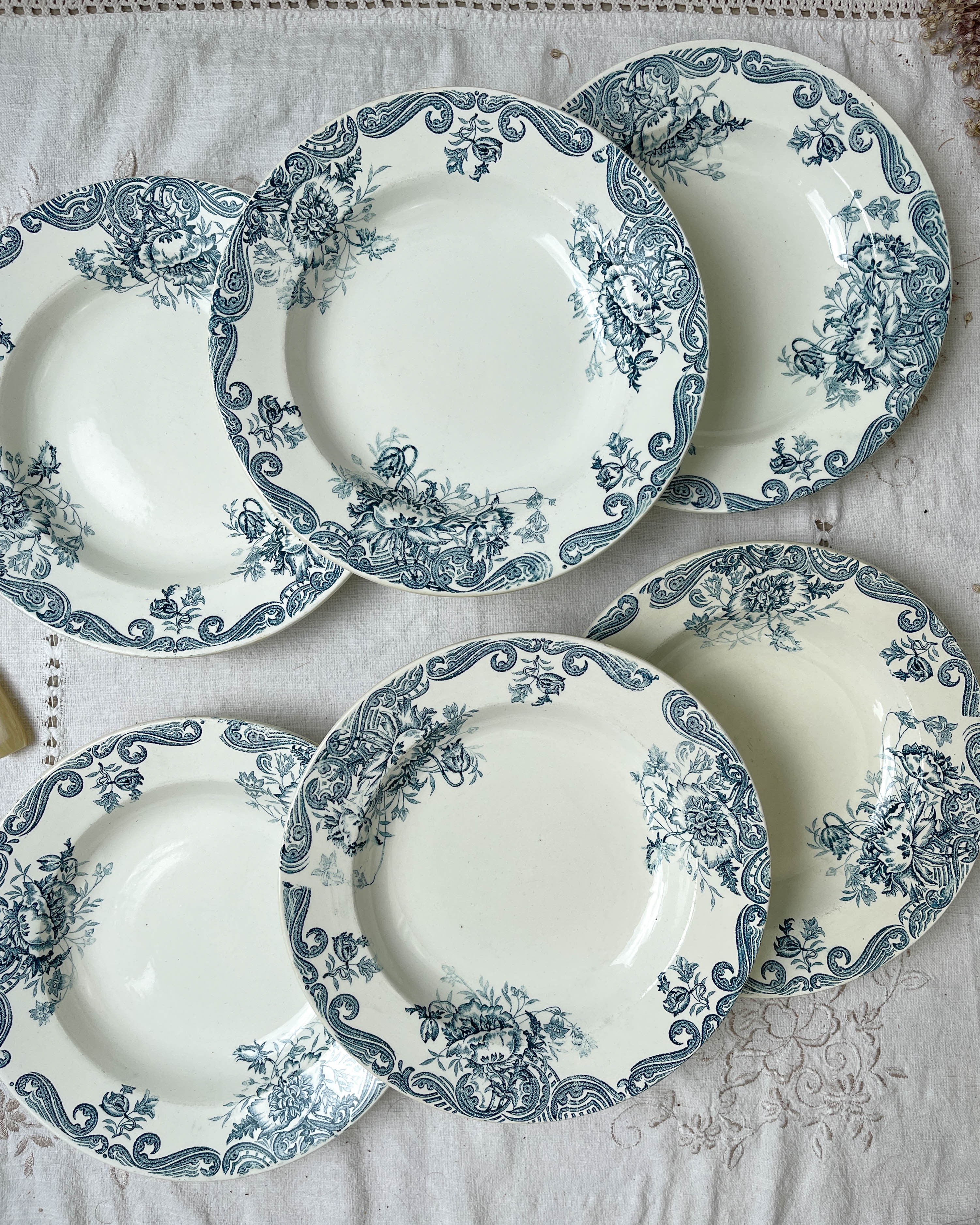 6 assiettes creuses vintage terre de fer clairefontaine modèle "pavot"