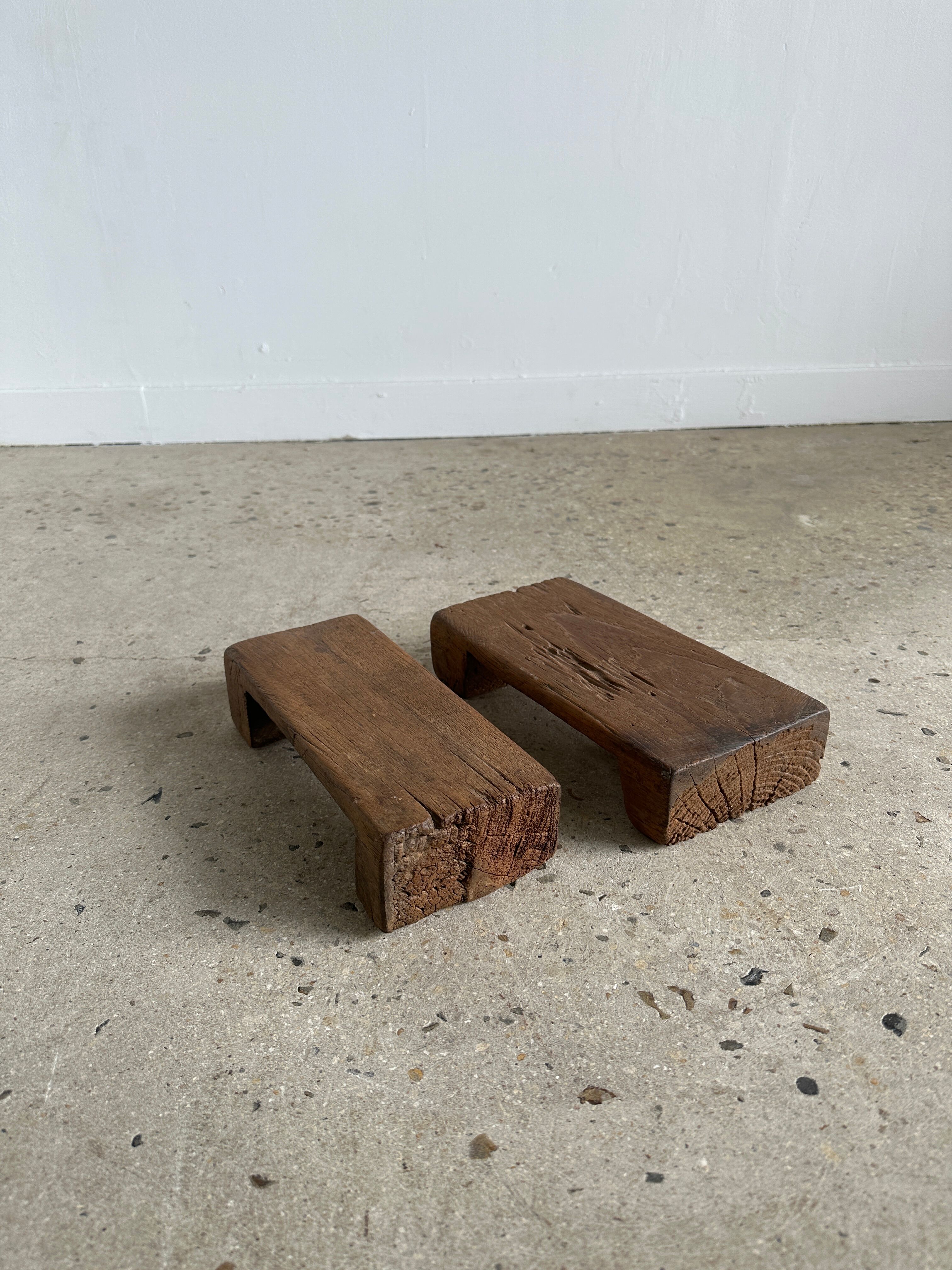 Mini Asian teak side stool blonde