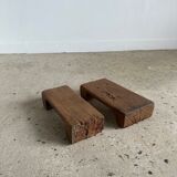 Mini Asian teak side stool blonde