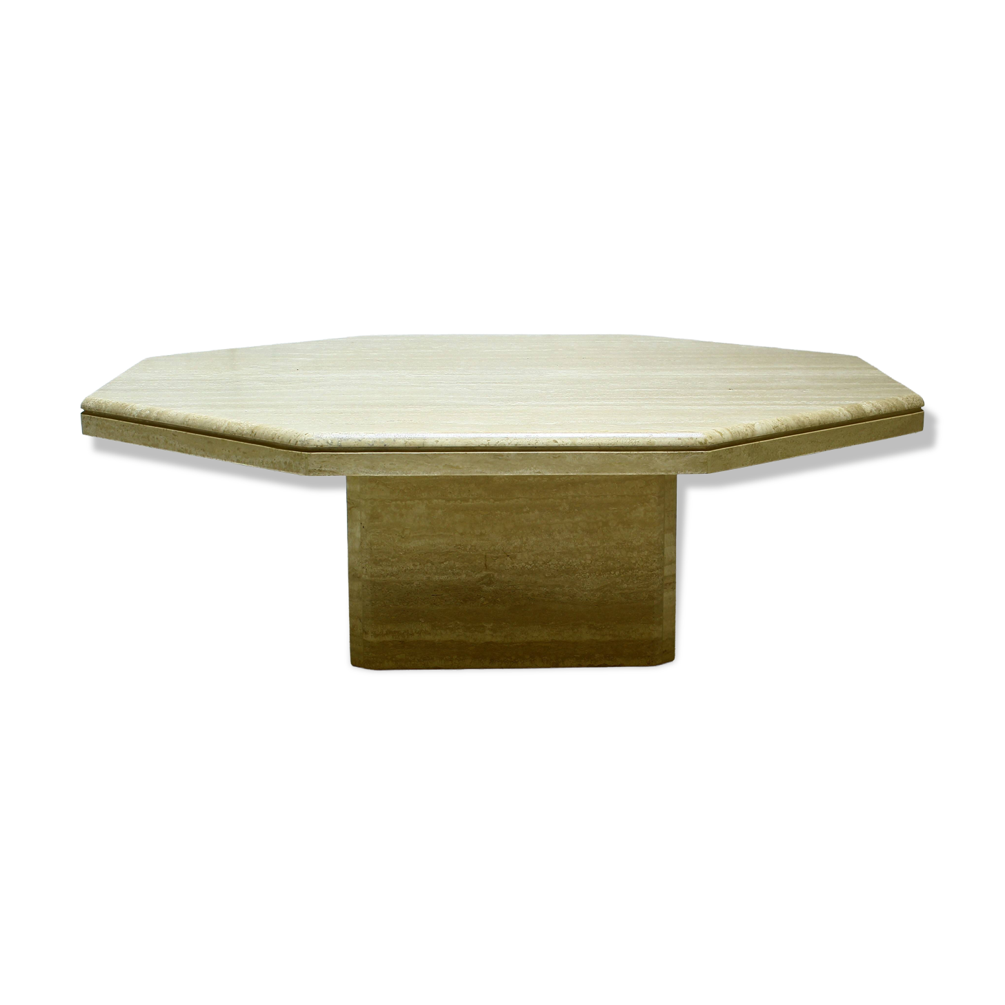 Table basse italienne en travertin, années 1970