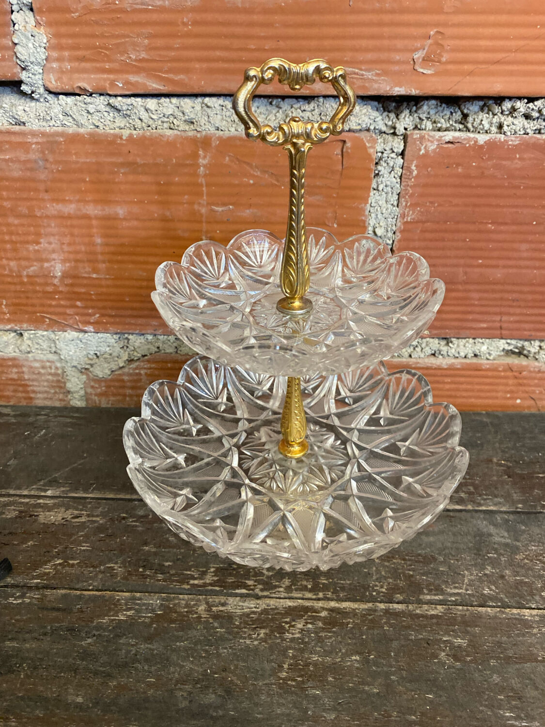 Cake Stand Antique Crystal + Gilded Bronze Trays #