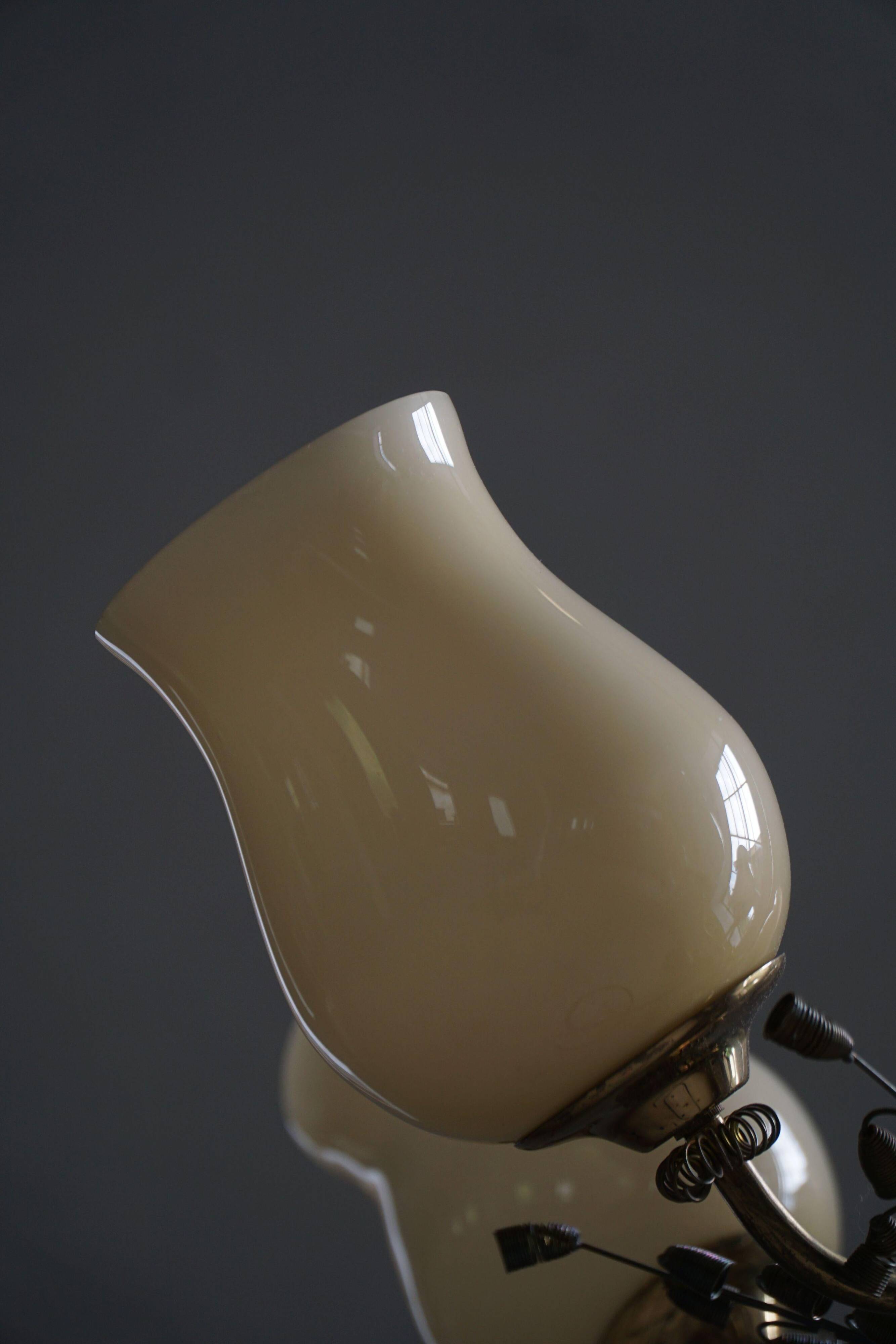 Brass and glass chandelier, Lisa Johansson-Pape for Stockmann, Finland, 1940s.