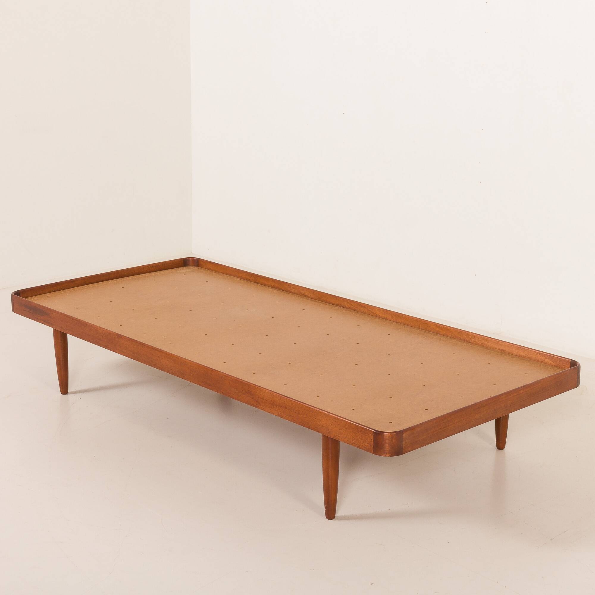 Scandinavian mid century daybed in natural boucle fabric, Denmark 1960s