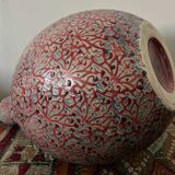 Large ceramic art vase with signed enamel interlacing