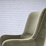 1970s, Danish highback armchair, green furniture velour.