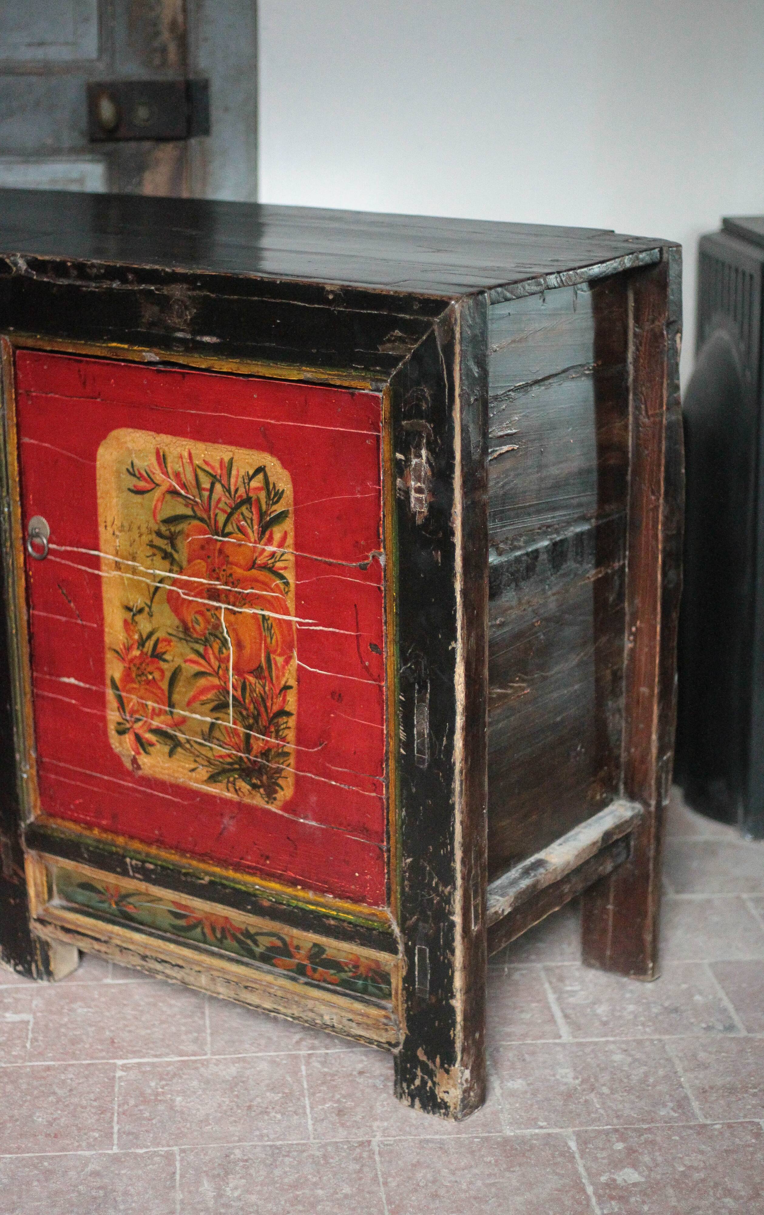 Chinese buffet from Mongolia, 2 doors, converted antique chest.