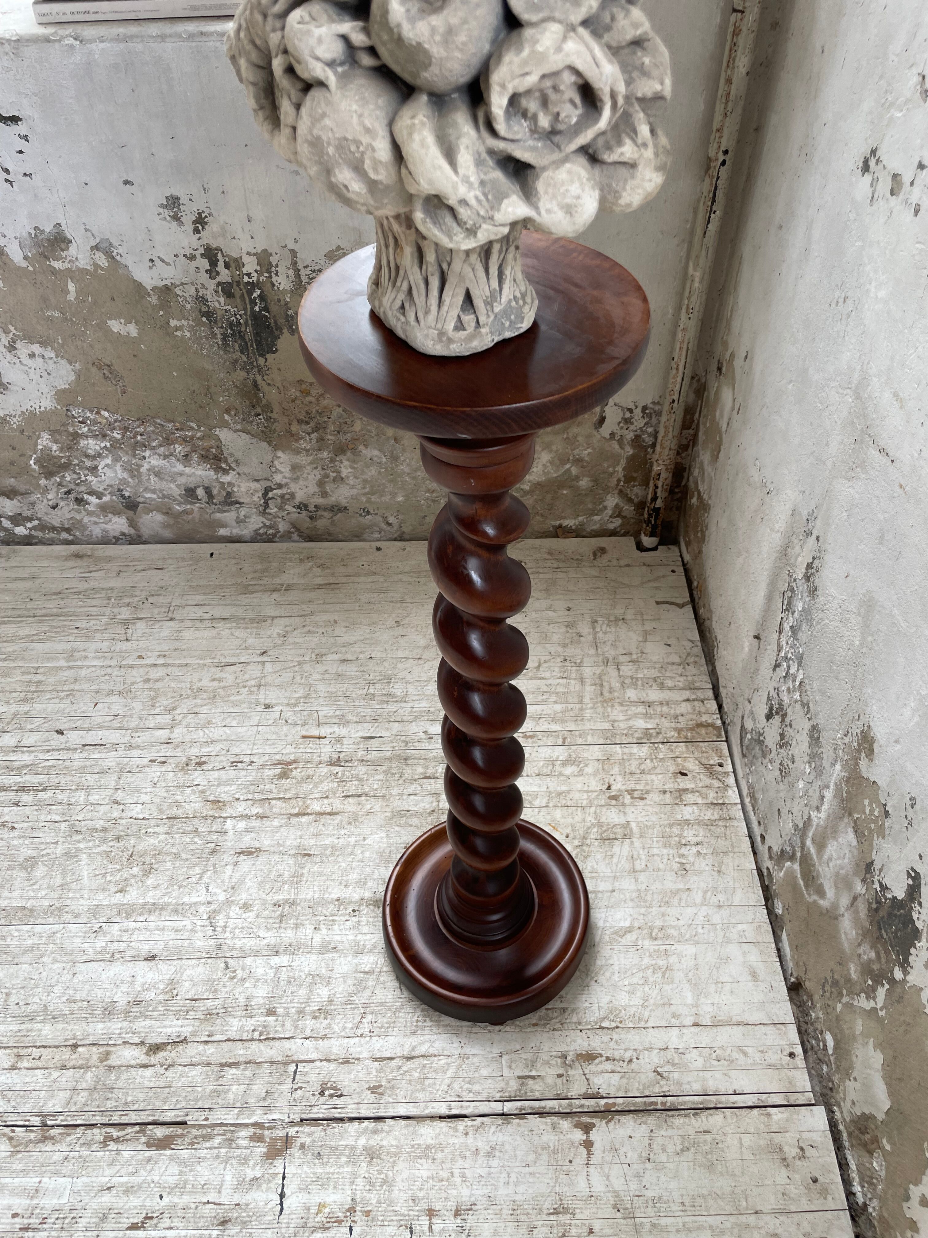 Side table walnut base turned wood