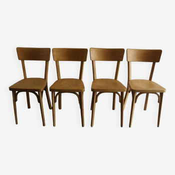 4 chaises Baumann dos large hêtre 1960
