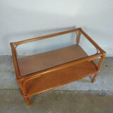 Glass and rattan coffee table