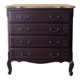 Louis XV style commode renovated - natural wood top and deep stain
