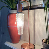 Lampe à poser en métal et tulipe en verre vintage