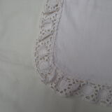 Taie d'oreiller blanche ancienne 78x74cm monogrammée et brodée main
