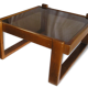 Table basse bois verre fumé scandinave années 70/80