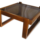 Table basse bois verre fumé scandinave années 70/80