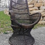 Wicker shell armchair