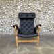 Pernilla armchair new black leather by Bruno Mathsson, Dux, Sweden 1970