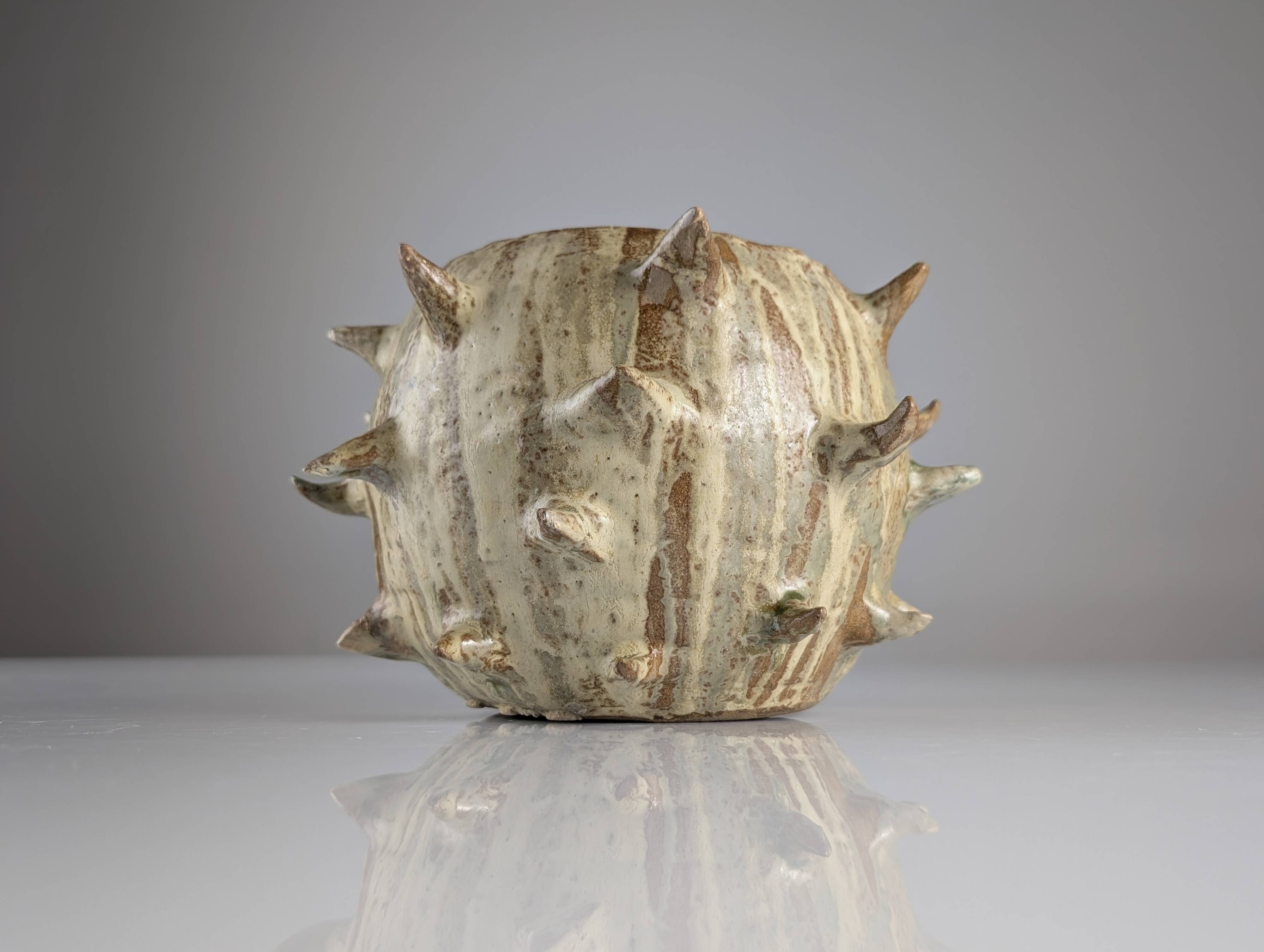 Large Organic Glazed Stoneware Chestnut Sculpture, 20th Century