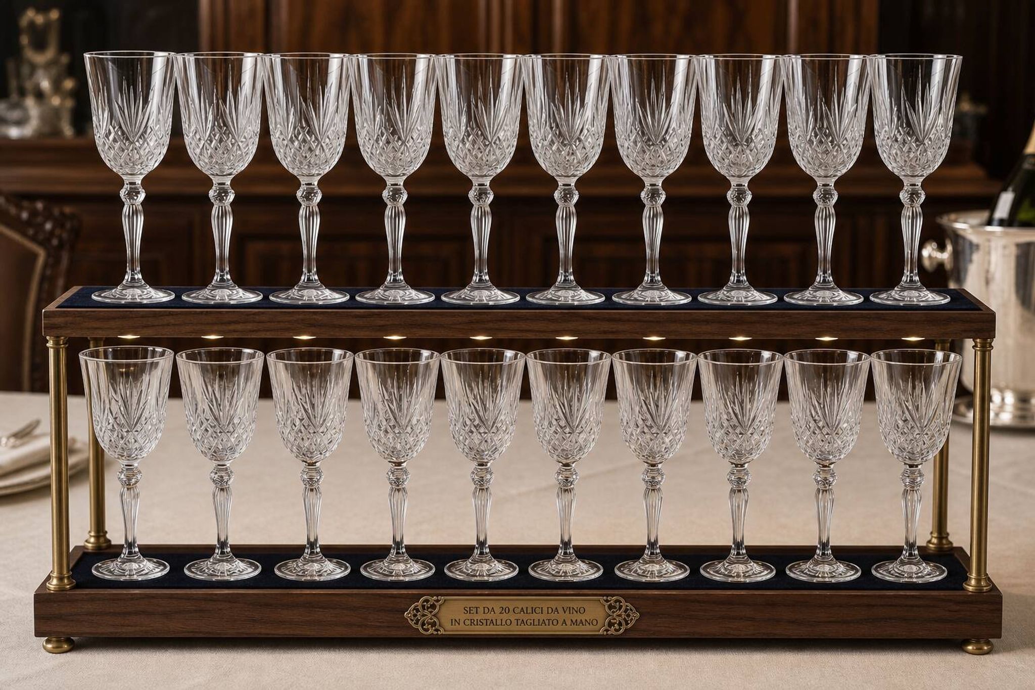 Ensemble de 20 verres en cristal taillé à la main (1985)