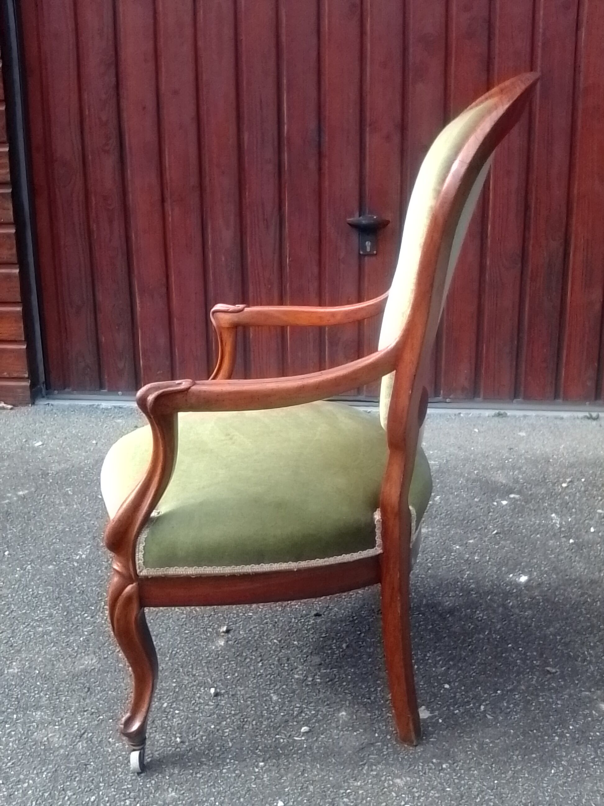 Louis Philippe style armchair velour green
