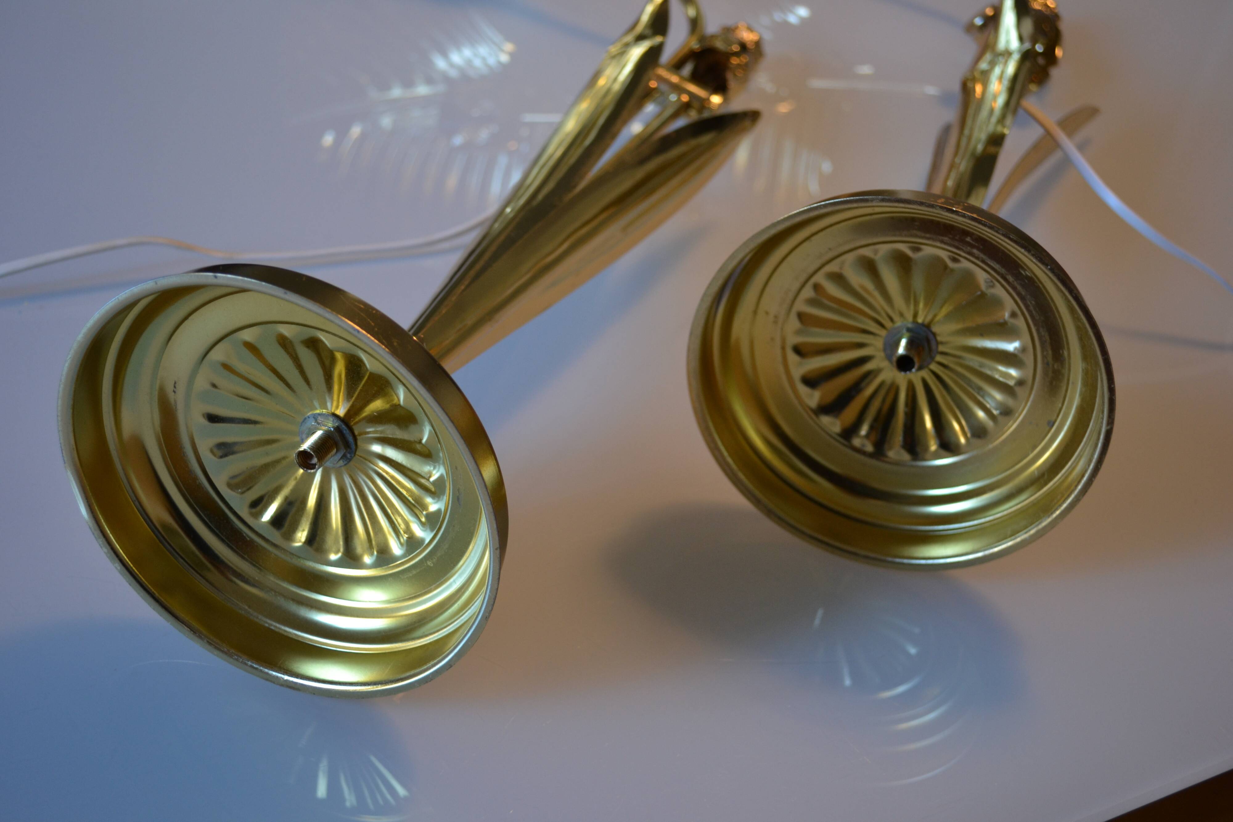 Pair of 1980s Hollywood Regency Gold Table Lamps