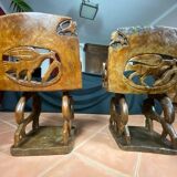 African tribal ensemble of 4 pieces of furniture for dignitaries of the Kingdom of Dahomey, Benin.