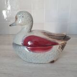 Duck-shaped slipware in the style of Michel Caugant.