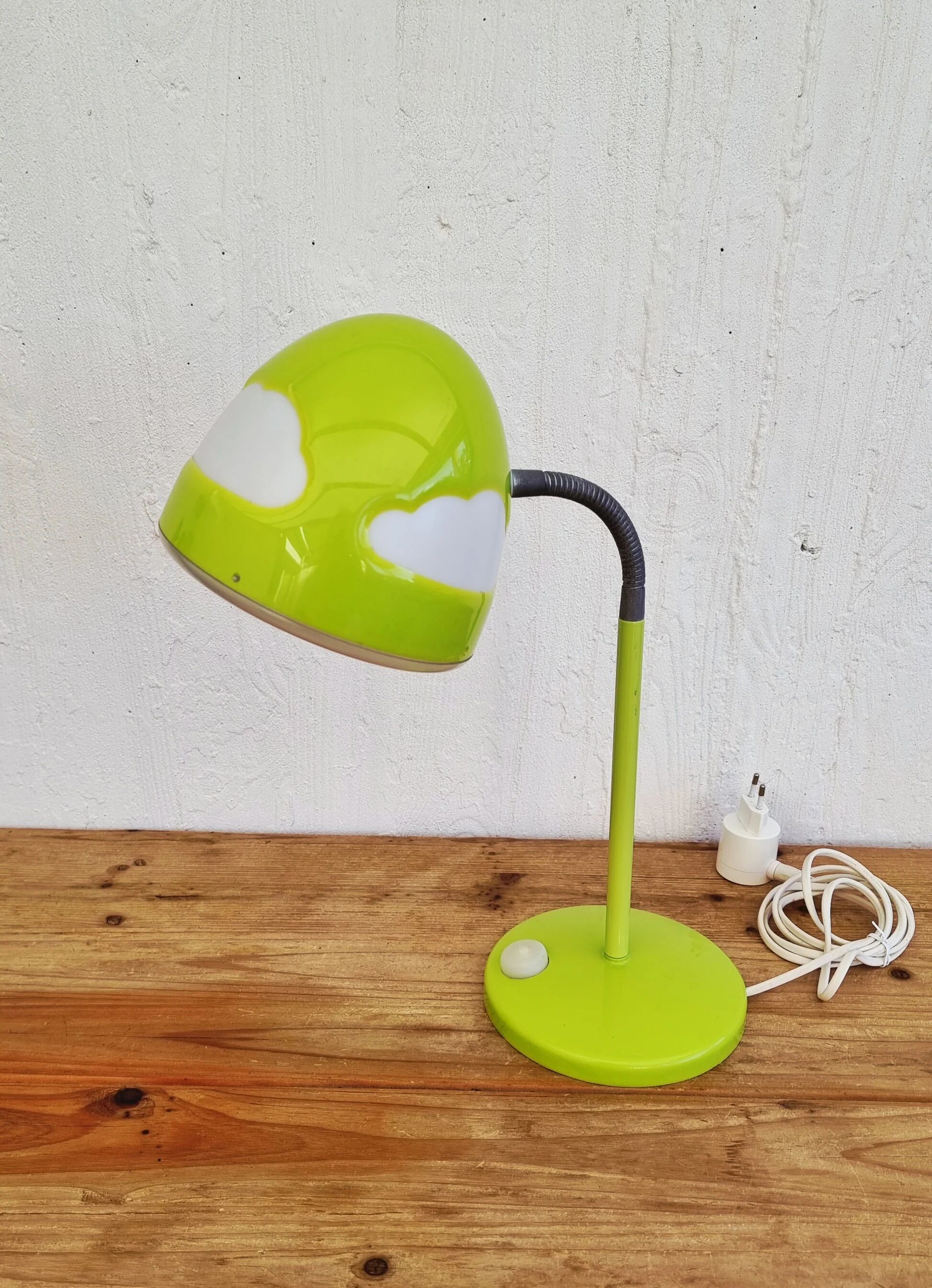 IKEA SKOJIG green desk lamp with vintage cloud pattern