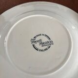 Set of 4 vintage English porcelain dessert plates, blue, cha decor