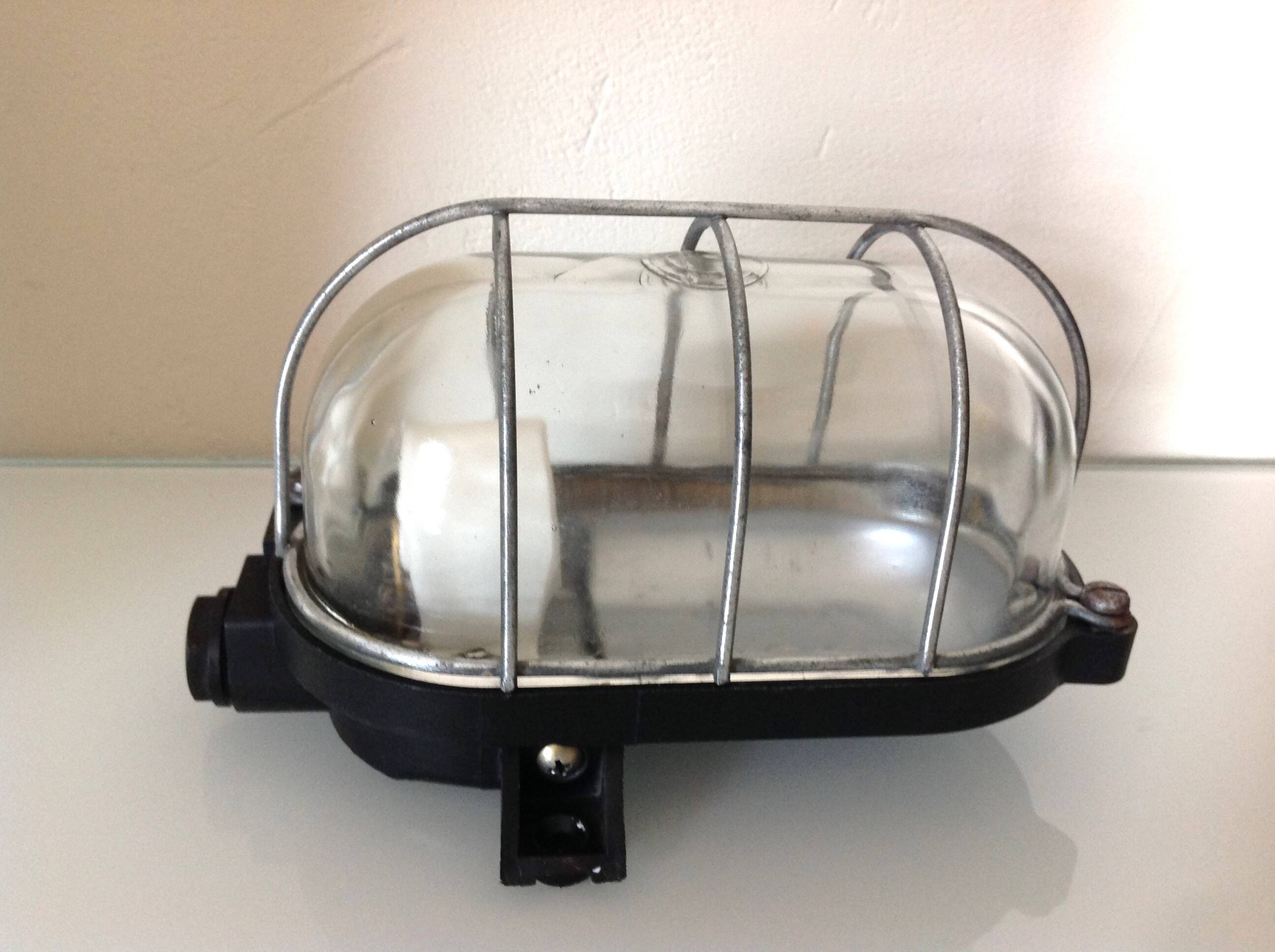 Industrial style porthole wall light / vintage 60s-70s