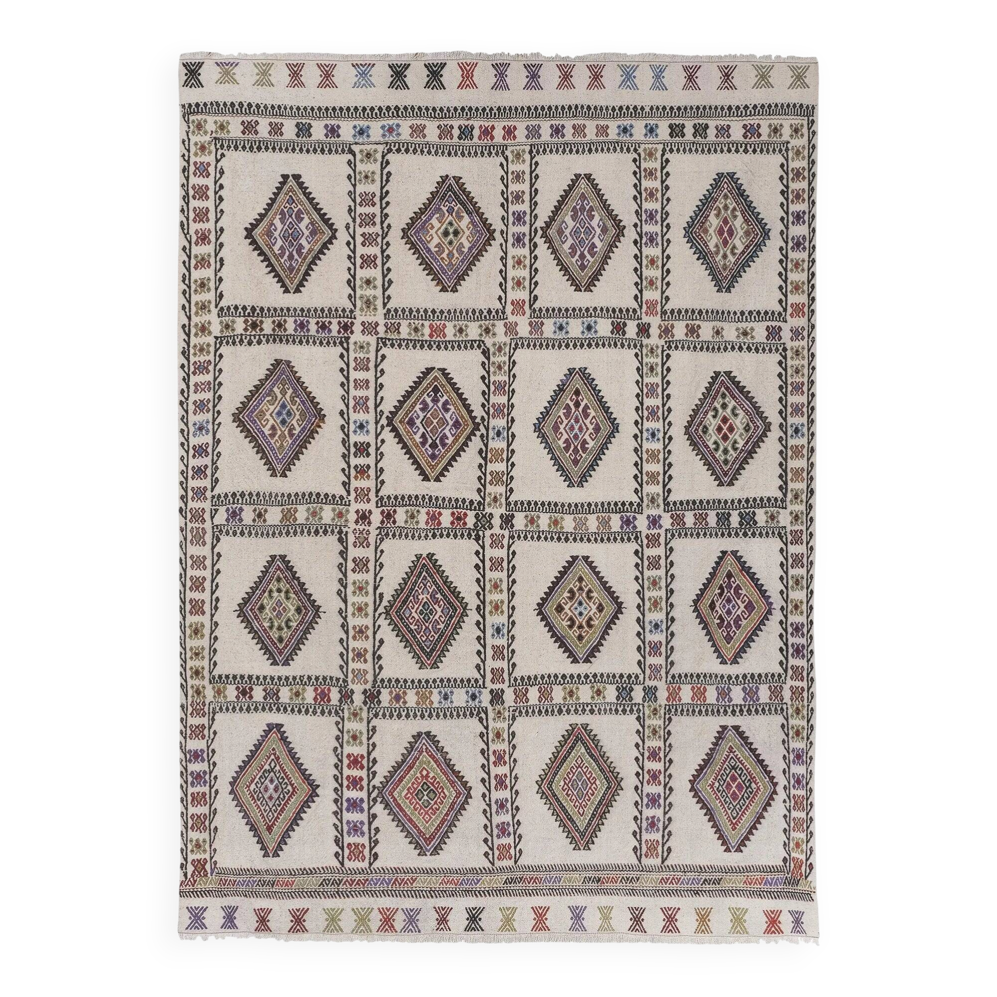 Vintage Turkish kilim, handwoven, 149x208 cm.