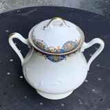 Sucrier et pot a lait, PP limoges france, porcelaine blanche art deco