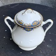 Sugar bowl and milk jug, PP Limoges France, white porcelain art deco