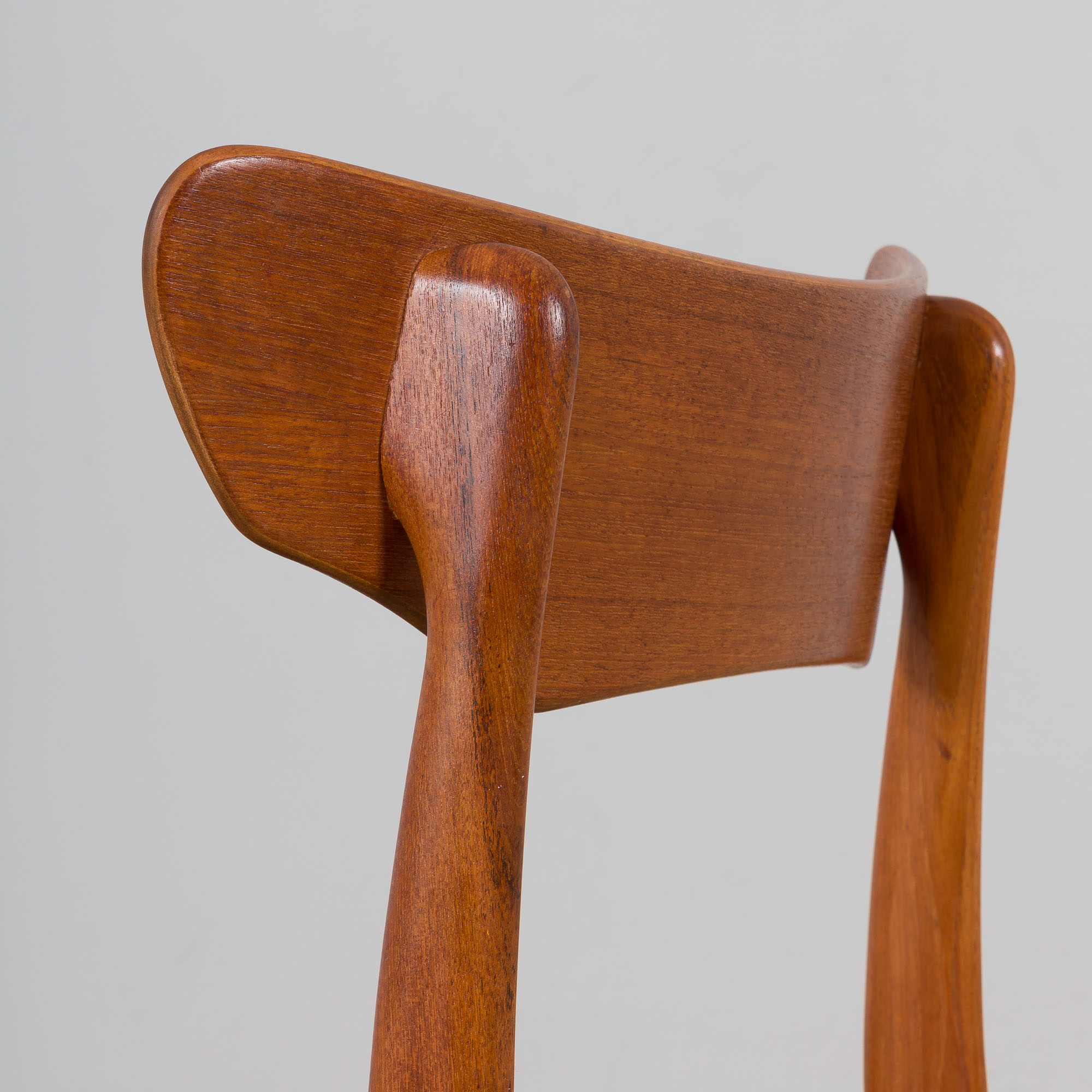 Set of 4 Schønning & Elgaards Danish teak chairs in gray wool upholstery