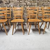 Lot of 8 country bistro chairs from the 1970s
