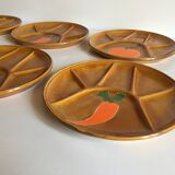 6 assiettes compartimentées vintage