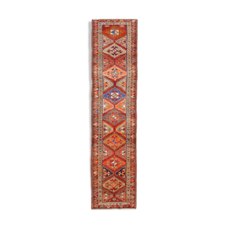 Hand-Knotted Unique Turkish Red Runner Carpet 85 cm x 345 cm