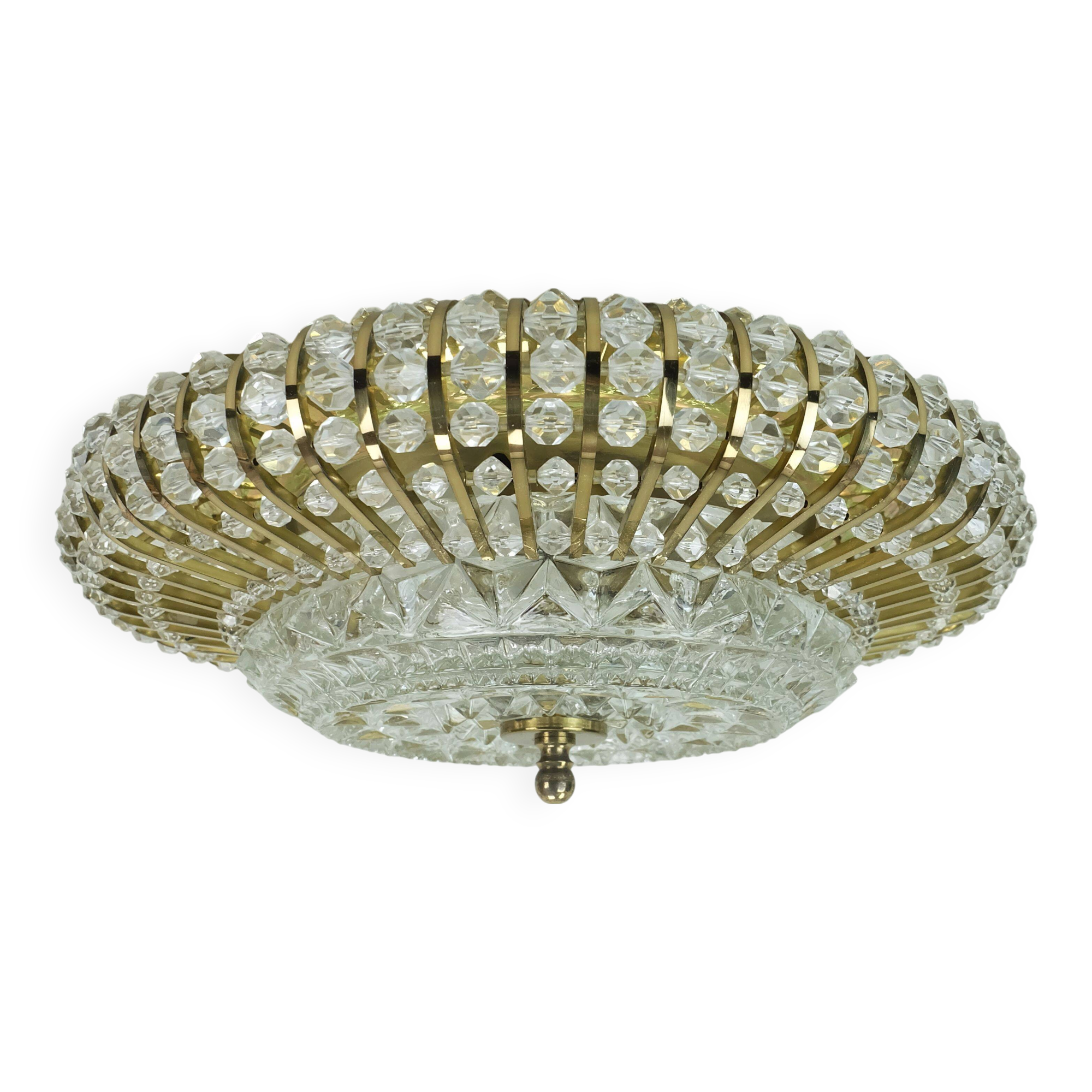 glamorous 1960s mid century CEILING LAMP ceiling fixture brass and glass