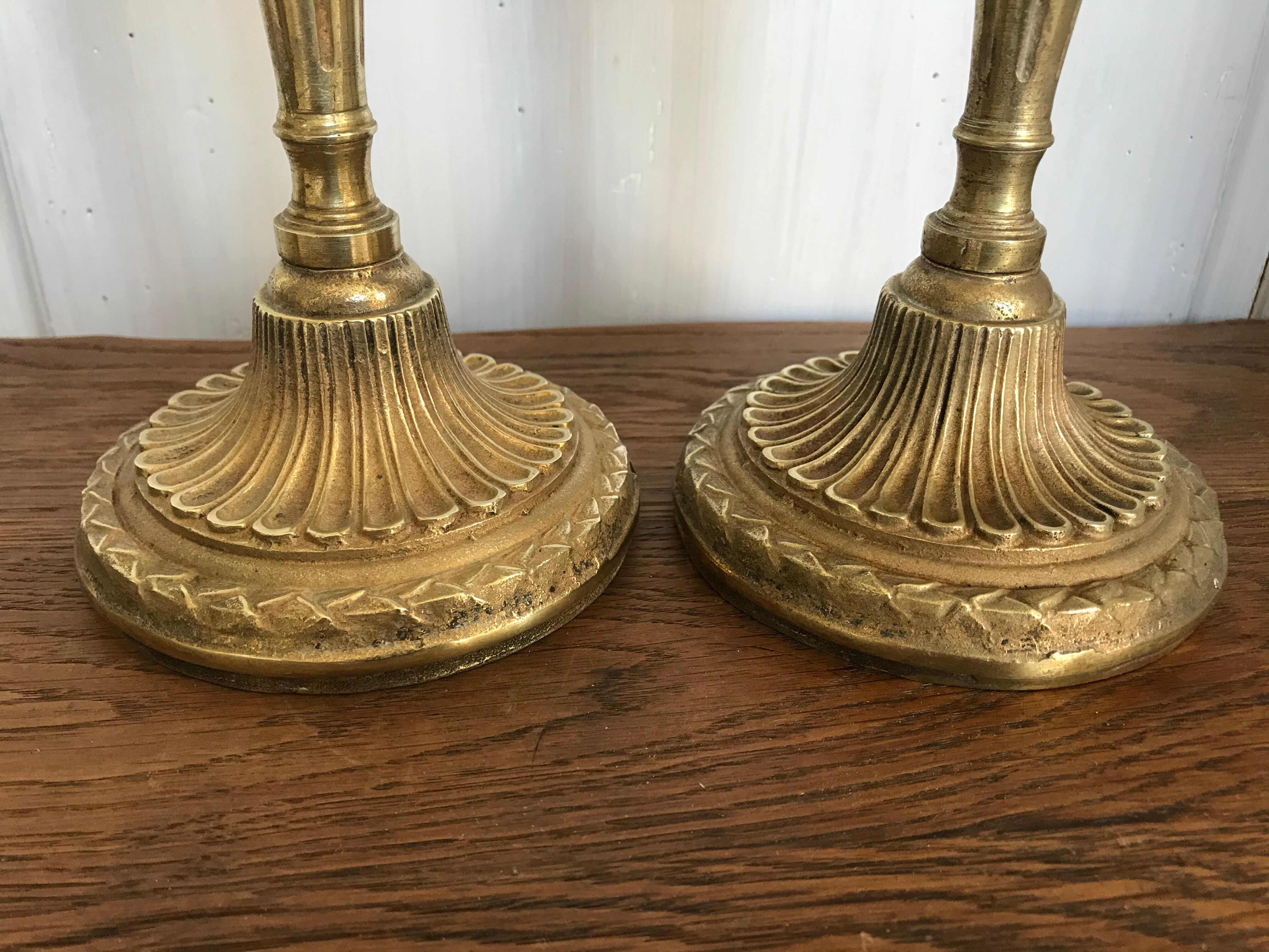 Pair of gilded bronze candlesticks