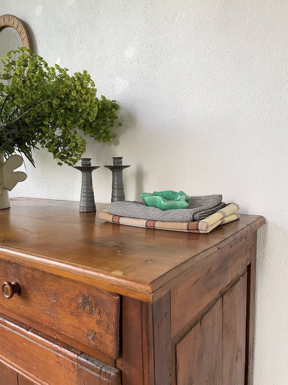 Pair of gray stoneware candlesticks