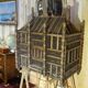 Large wooden bird cage, nineteenth century mastery work, 101 x 120 cm