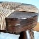 Paire de tabourets de cheminée bois et paille 1950