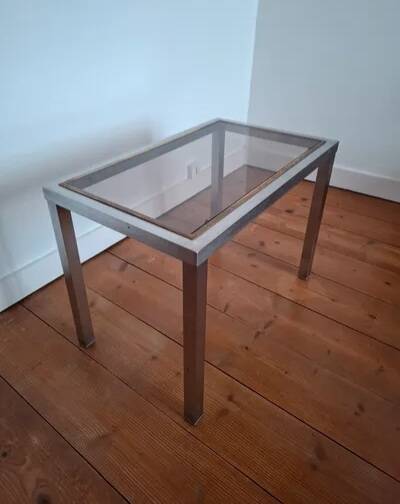 Hollywood Regency Coffee Table - Chrome & Brass - Guy Lefèvre Style -