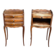 2 Louis XV bedside tables made of curved solid wood with drawers, 1920.