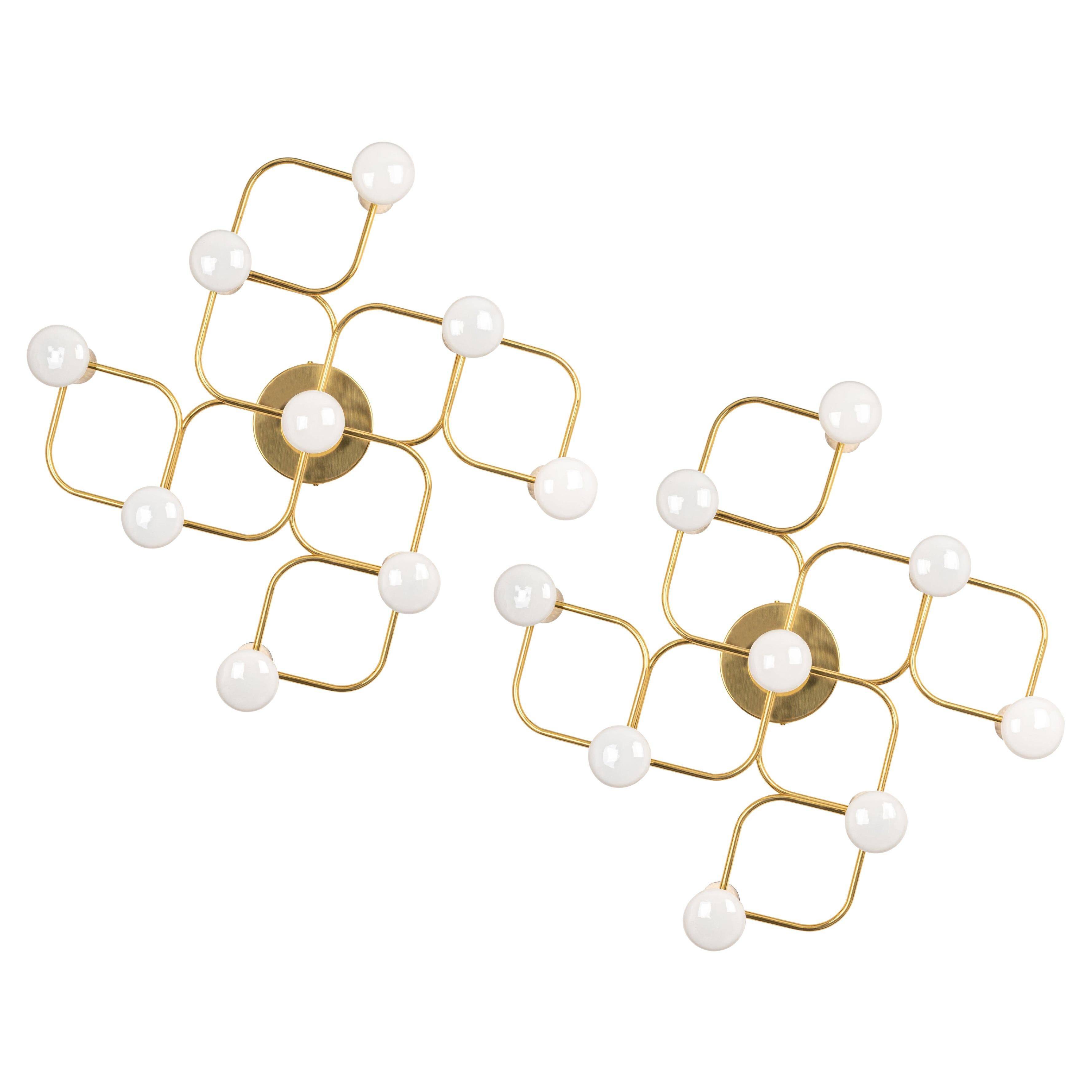 1 of 2 Sciolari Leola wall-mounted ceiling light in brass, Germany, 1970s