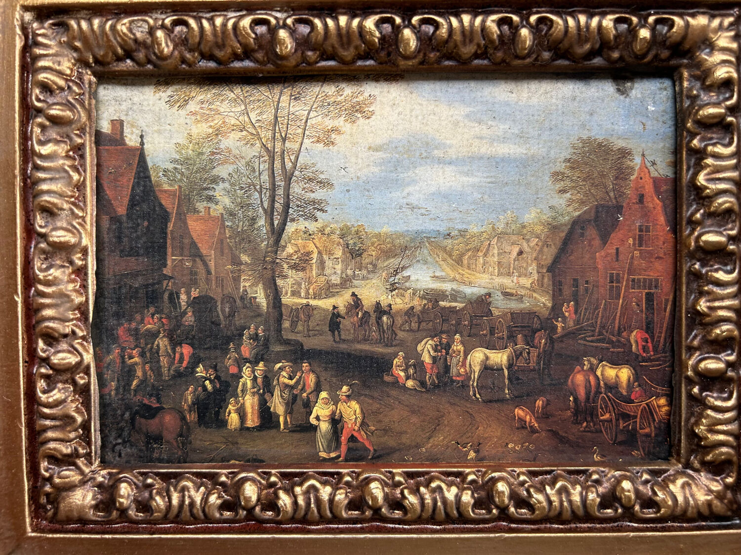 Reproduction sur toile, Belebter Dorfplatz de Jan Brueghel