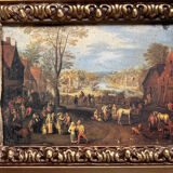 Reproduction sur toile, Belebter Dorfplatz de Jan Brueghel