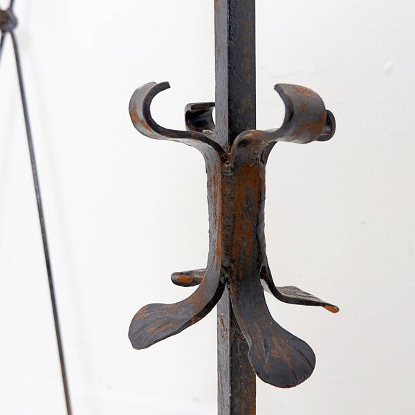 Set d'outils pour cheminée en fer forgé martelé : H 127cm