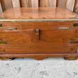 Antique camphor chest made of camphor wood and brass